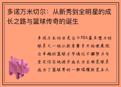 多诺万米切尔：从新秀到全明星的成长之路与篮球传奇的诞生